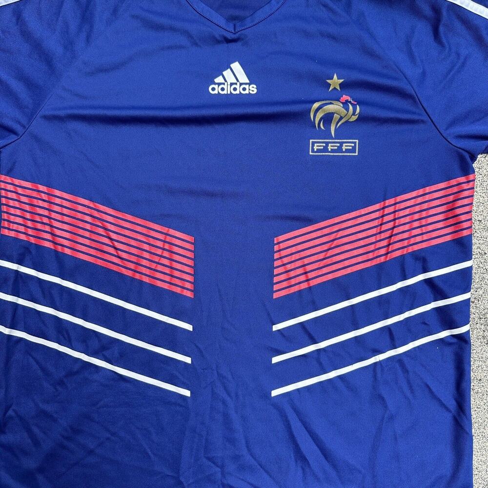 Adidas France Soccer Jersey Mens Medium Blue FFF One Star Rooster Euro Football - Picture 2 of 7